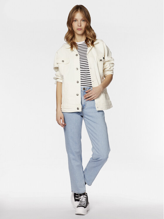 Lee Lee Kurtka jeansowa L56PGVA60 Biały Relaxed Fit