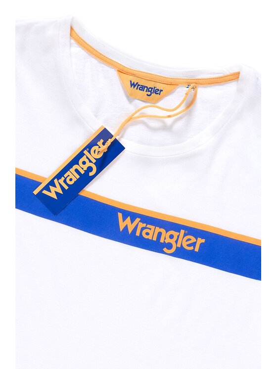 Wrangler Wrangler T-Shirt B&Y TRUCKER TEE Biały Regular Fit