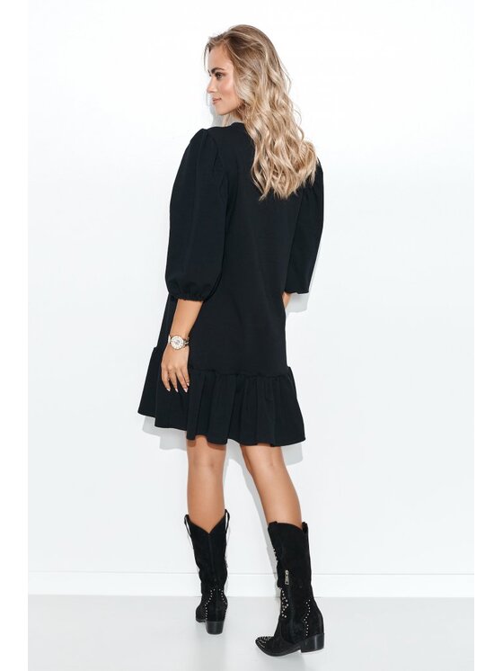 Makadamia Makadamia Sukienka codzienna M709 Czarny Oversize