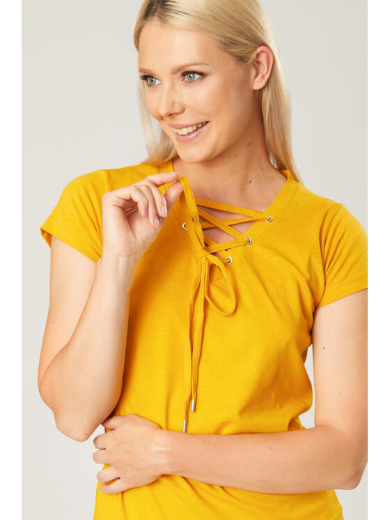QUIOSQUE QUIOSQUE Bluzka 16-TD-140 Żółty Regular Fit