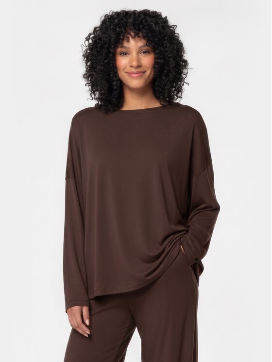 BASICLO BASICLO Longsleeve W-2309-212 Brązowy Oversize