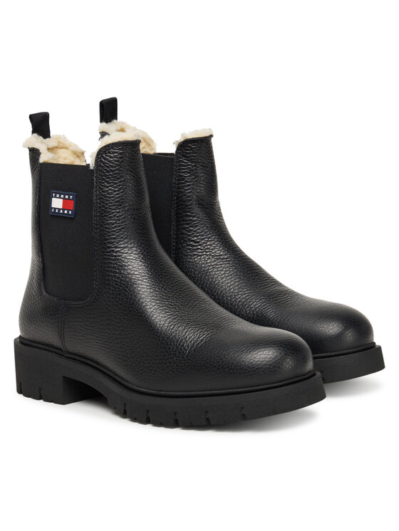 Tommy Jeans Tommy Jeans Kotníková obuv s elastickým prvkem Tjw Chelsea Boot Wl EN0EN02826 Černá