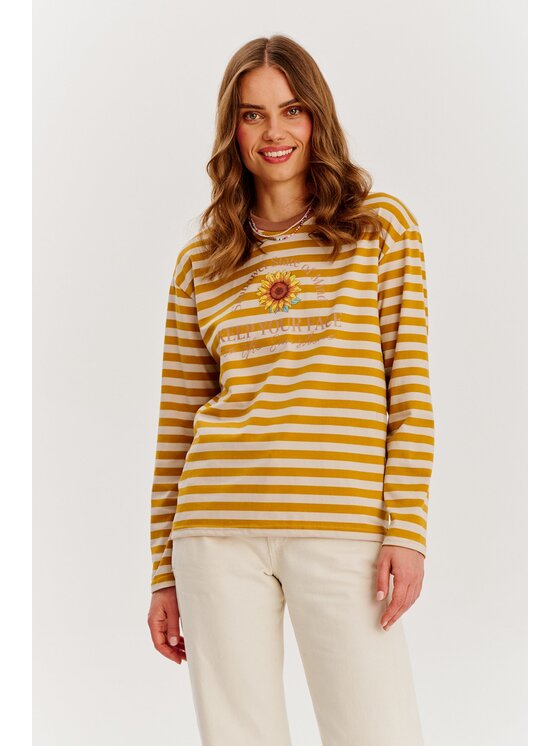 NAOKO NAOKO Longsleeve Sunflower State of Mind Żółty Regular Fit