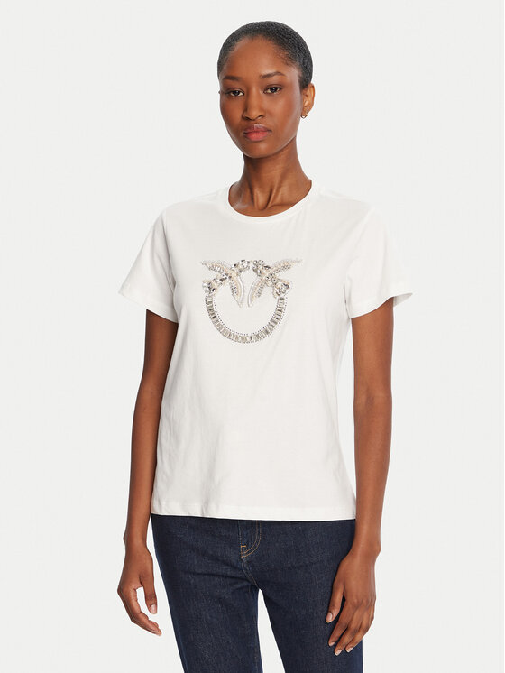 PINKO PINKO T-Shirt Quentin 100535 A2RN Bílá Regular Fit
