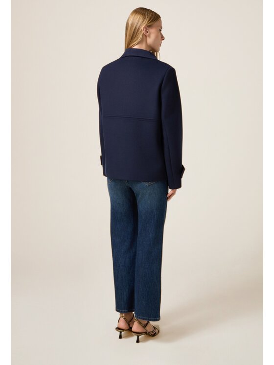 Oltre Oltre Cappotto 0087R000486N034 Blu A-Line Fit
