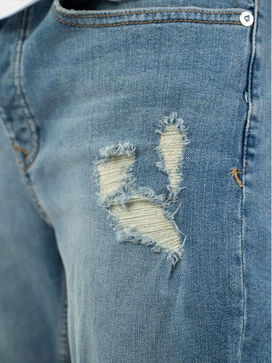 MyStars MyStars Szorty jeansowe Krótkie Spodenki Jeansowe Skinny Męskie Sprane Niebieskie MyStars Damage 30 Niebieski Skinny Fit