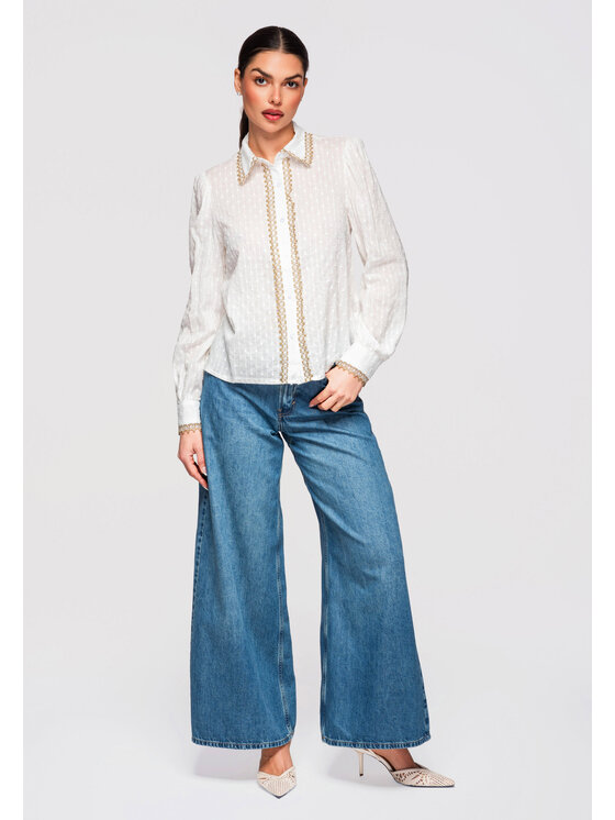 Ombre Ombre Koszula OW-SH-E0021 Biały Slim Fit