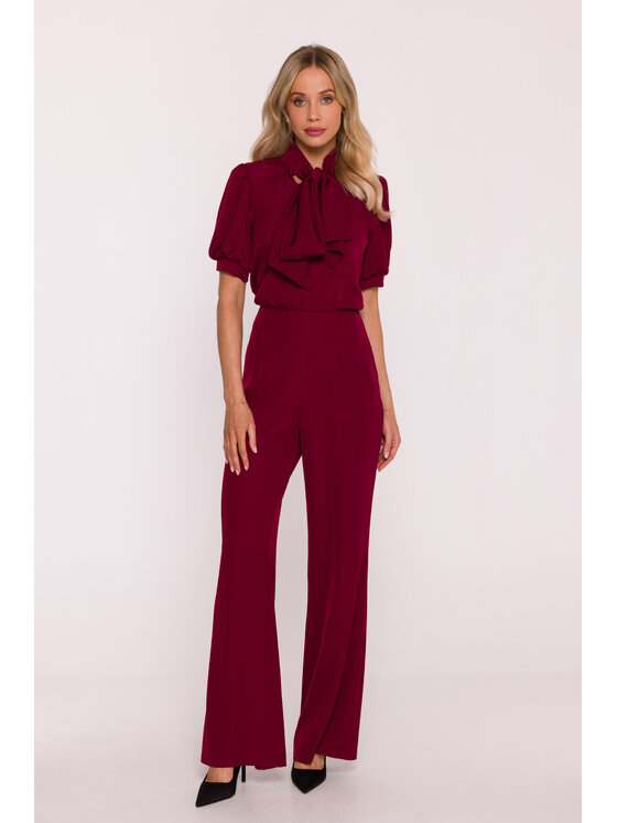 Stylove Stylove Kombinezon s421 Bordowy Wide Leg