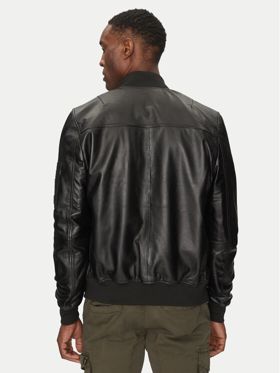 Alpha Industries Alpha Industries Lederjacke Ma-1 156141 Schwarz Slim Fit