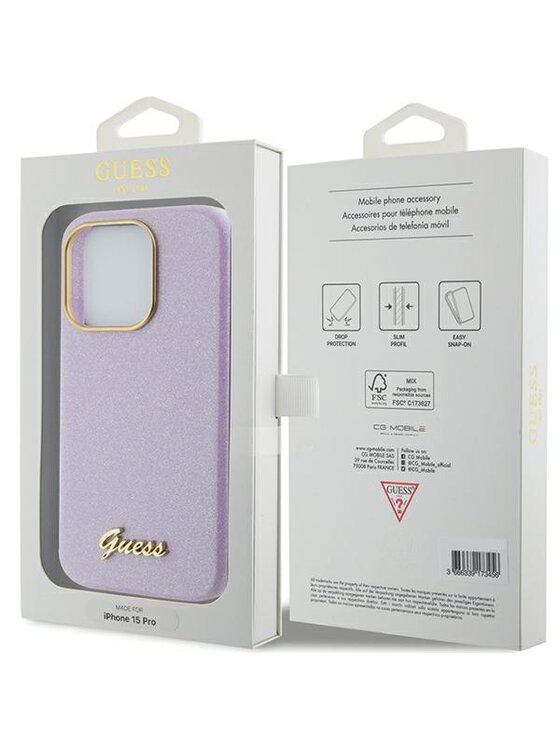 Guess Guess Etui na telefon iPhone 15 Pro Fioletowy