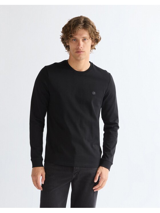 Wrangler Wrangler T-Shirt LS TEE Czarny Regular Fit