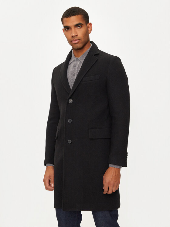 United Colors Of Benetton Manteau en laine 2X59UN05M Noir Regular Fit Modivo