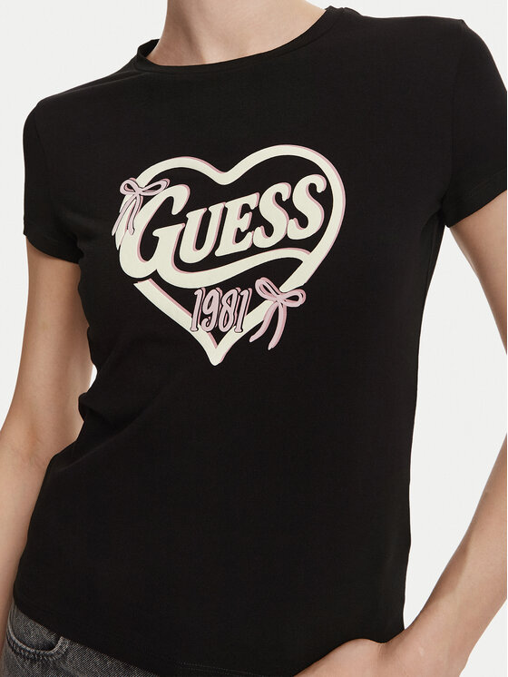 Guess Guess Tričko V6YI09 K4276 Čierna Slim Fit