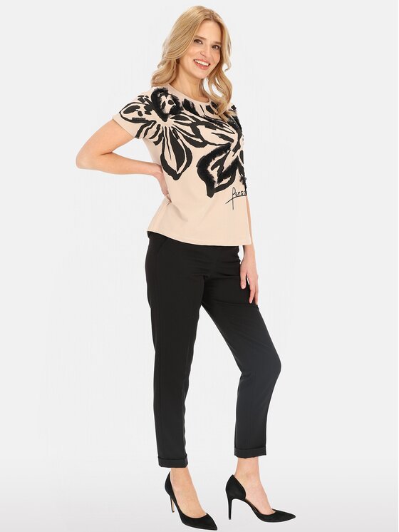 Perso Perso T-Shirt TCE247000F Beżowy Regular Fit