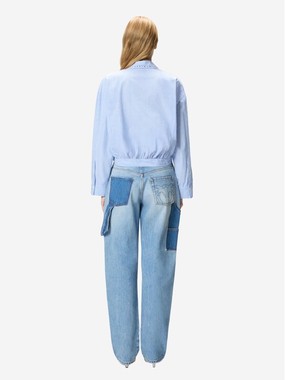 PINKO PINKO Πουκάμισο CHARITA CAMICIA BASTONETTO CON Γαλάζιο Regular Fit