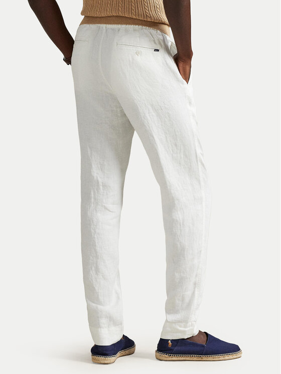 Polo Ralph Lauren Polo Ralph Lauren Kalhoty z materiálu 710940611008 Bílá Tapered Fit
