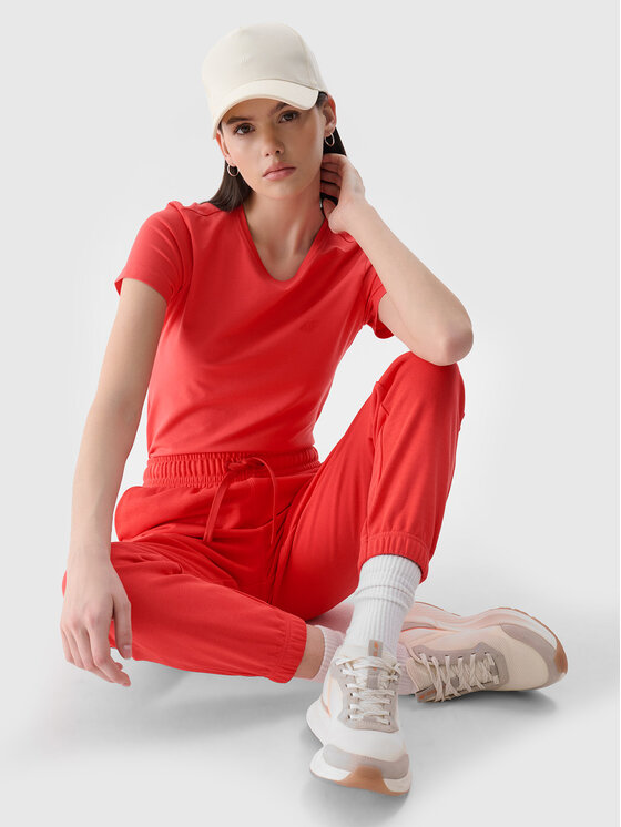 4F 4F Spodnie dresowe NOS Czerwony Regular Fit