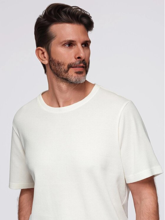 Ombre Ombre T-Shirt OM-TSCT-0197 Écru Regular Fit