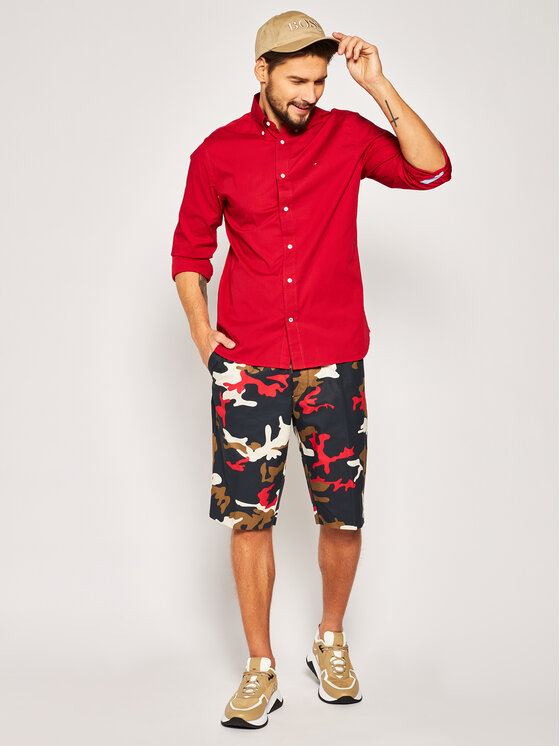 Tommy Hilfiger Tommy Hilfiger Chemise Poplin MW0MW13700 Rouge Regular Fit