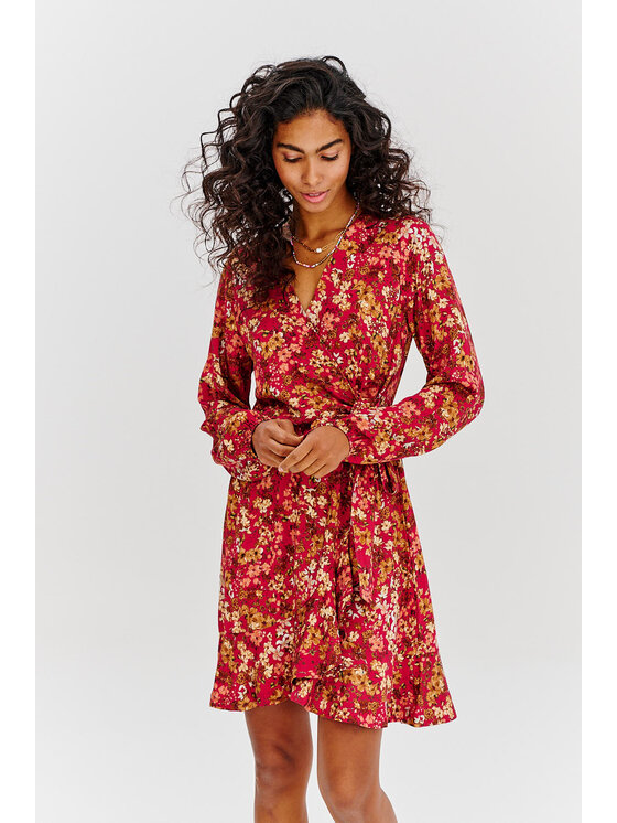 NAOKO NAOKO Každodenné šaty Golden Bloom Červená Regular Fit