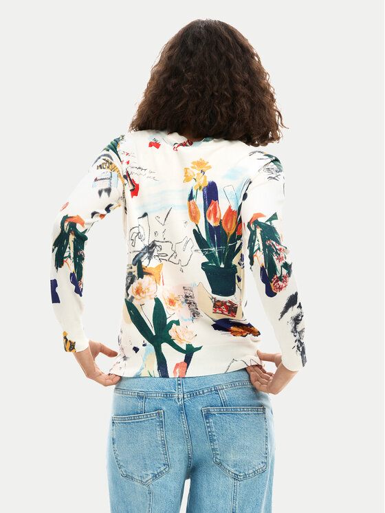 Desigual Desigual Džemper Nantes Lacroix 26SWJF35 Écru Regular Fit