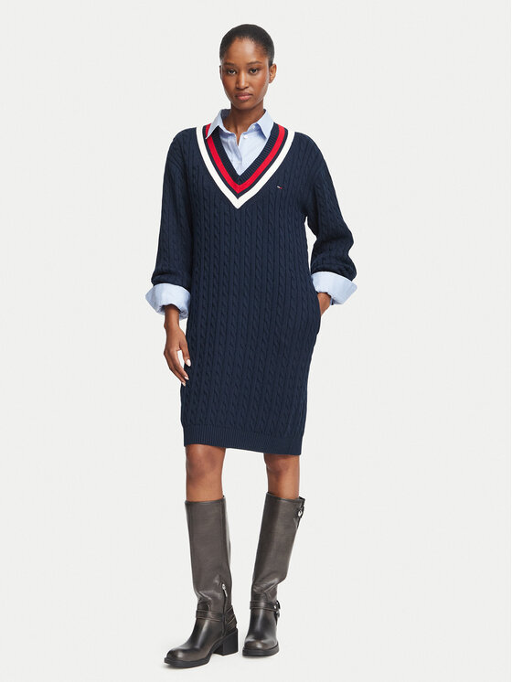 Tommy Jeans Tommy Jeans Kootud kleit DW0DW23540 Tumesinine Relaxed Fit