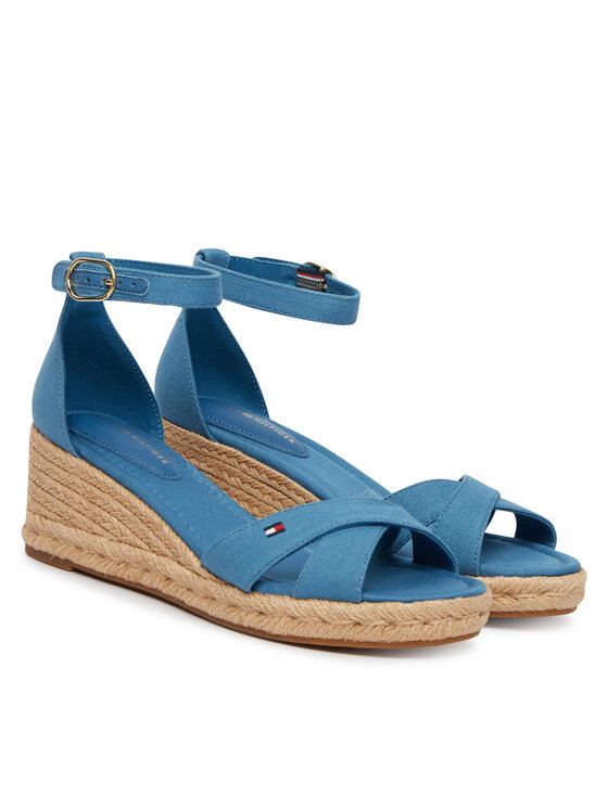 Tommy Hilfiger Tommy Hilfiger Espadrile Hemp Crossover Strap Wedge Espadrilles FW0FW09332 Albastru