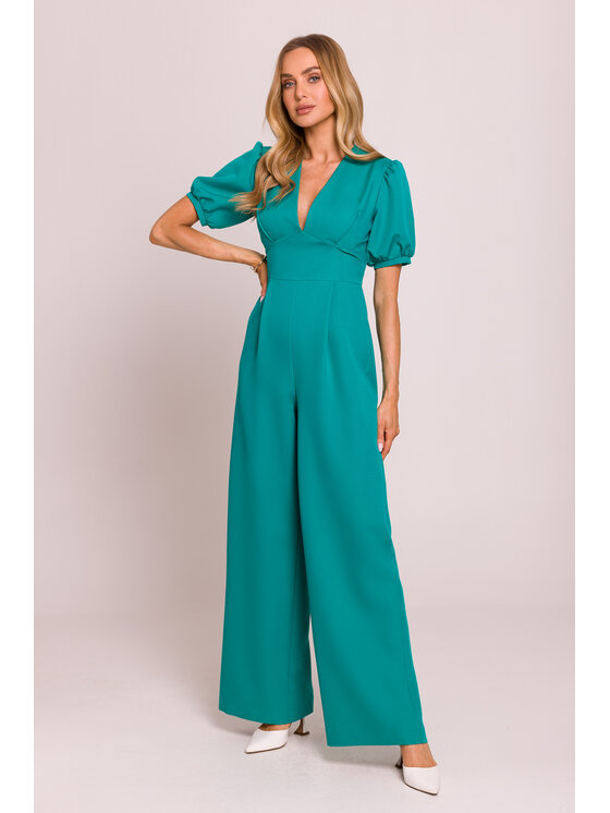 Made of Emotion Made of Emotion Jumpsuit M852 Turchese Sexy Straight Fit