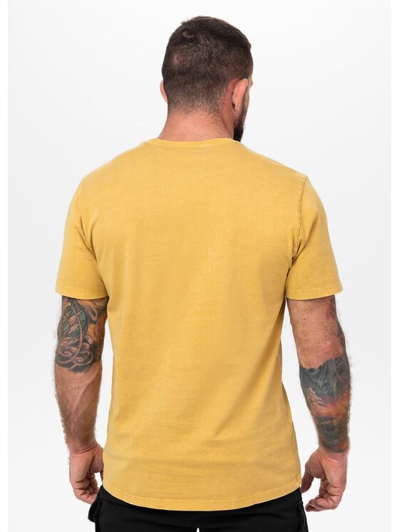 PITBULL PITBULL T-Shirt Denim Washed OPEN BEACH Żółty Regular Fit
