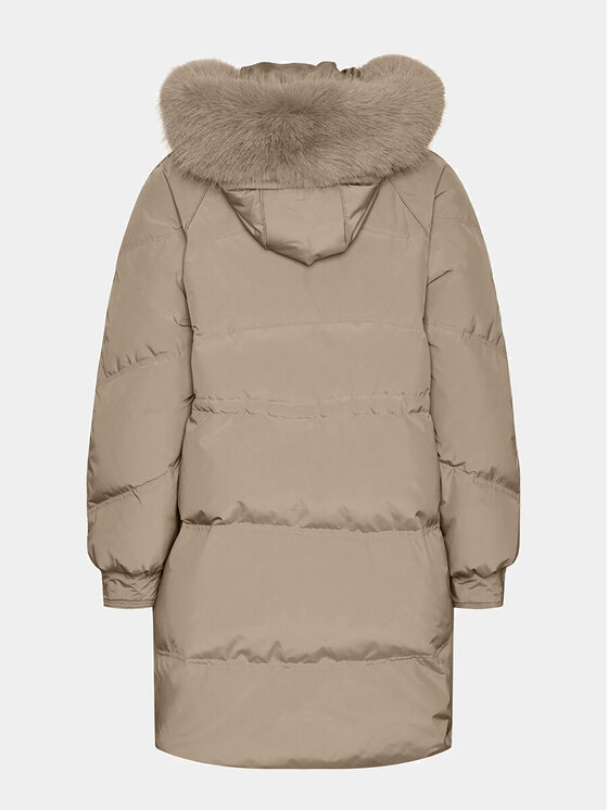YAS YAS Pūkinė striukė 26031384 Smėlio Regular Fit