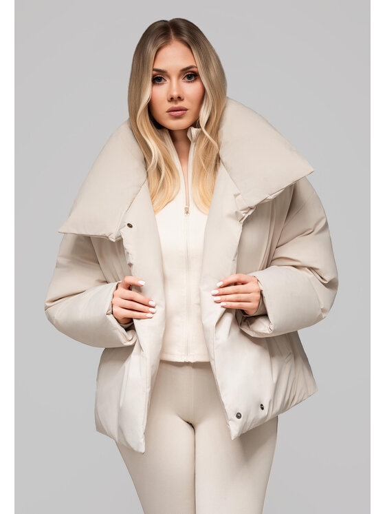 Ombre Ombre Kurtka damska OW-JALP-0101 Beżowy Regular Fit