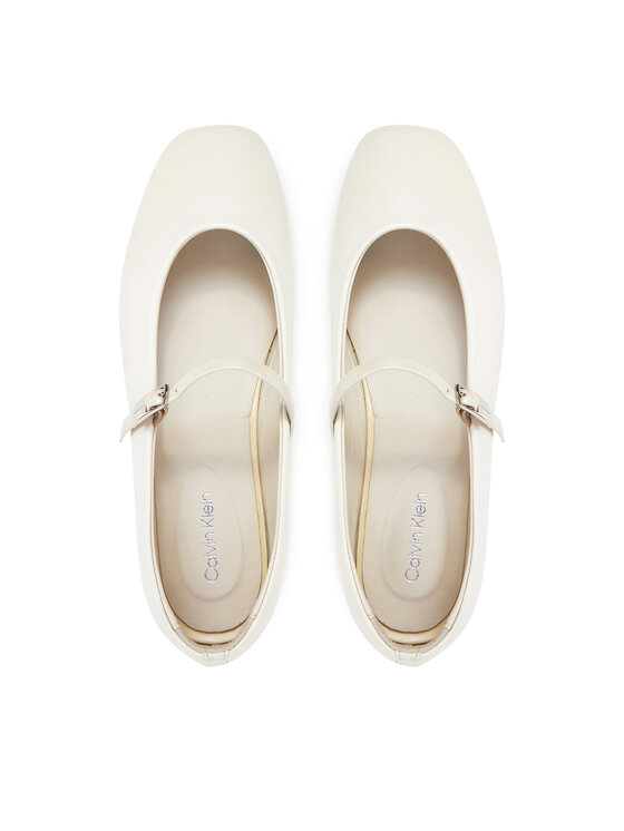 Calvin Klein Calvin Klein Balerīnas Ballerina New Buckle - Lth HW0HW02483 Écru