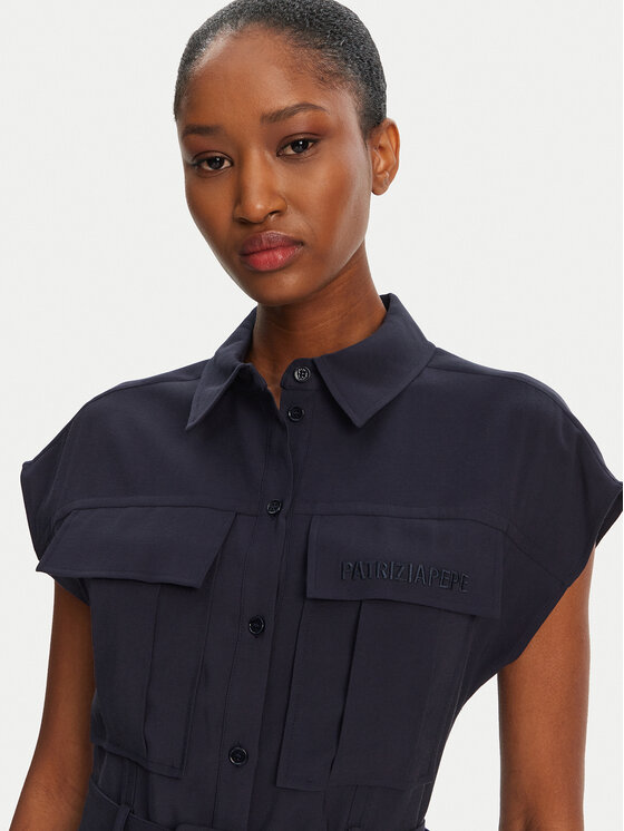 Patrizia Pepe Patrizia Pepe Sukienka koszulowa 2A2870/A573-C789 Granatowy Regular Fit