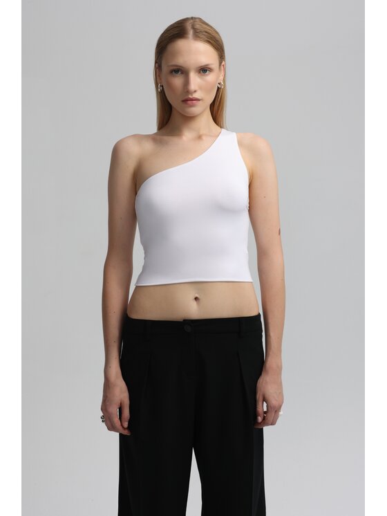 LAGOM LAGOM Top Asymetryczny Biały Regular Fit