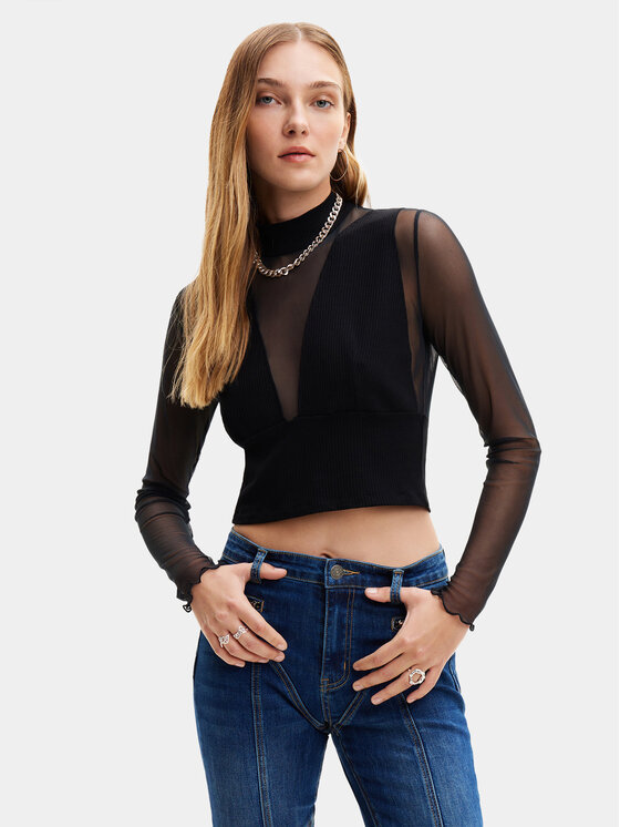 Desigual Desigual Блуза Venice 24SWTK76 Черен Slim Fit