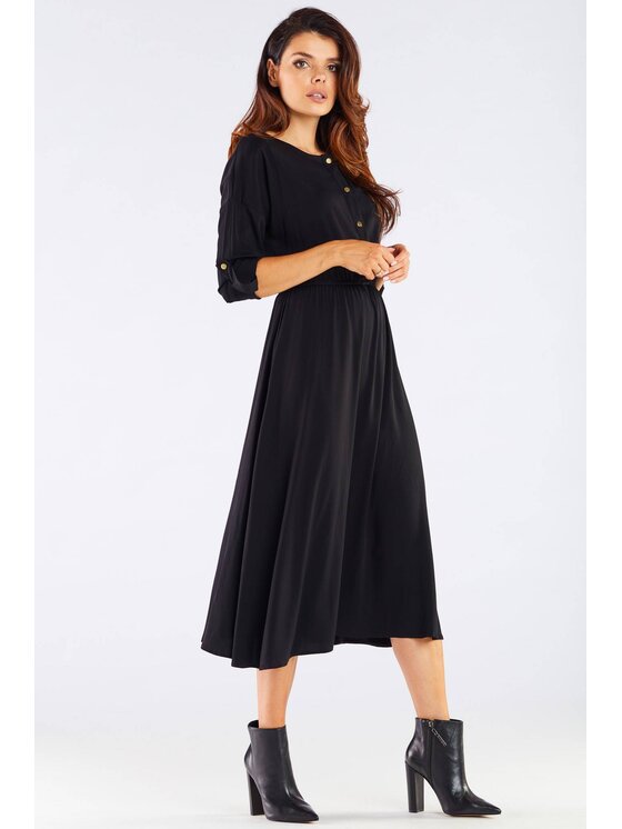Awama Awama Sukienka letnia A452 Czarny Basic Fit