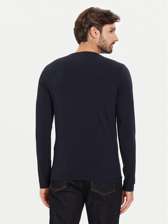 Tommy Hilfiger Tommy Hilfiger Longsleeve krekls Stretch Tee MW0MW10804 Tumši zils Slim Fit