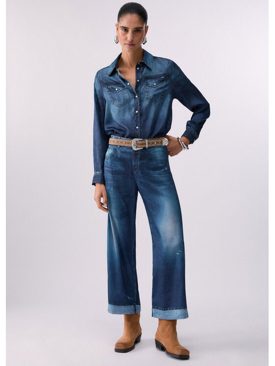 Liu Jo Liu Jo Pantaloni di tessuto UA6236T376A79042 Celeste Regular Fit