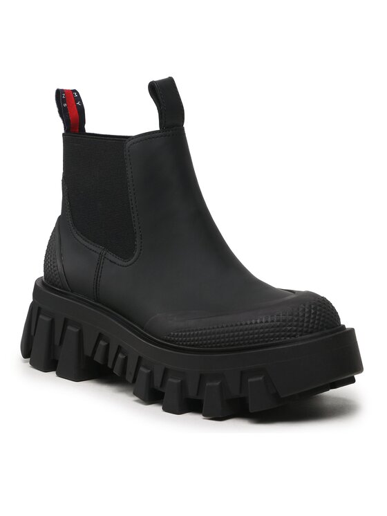 Tommy Jeans Tommy Jeans Kotníková obuv s elastickým prvkem Tjw Rubber Rain Boot EN0EN02234 Černá