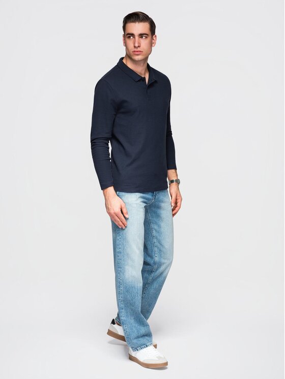 Ombre Ombre Longsleeve OM-POBL-0162 Granatowy Regular Fit