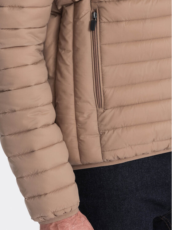 Ombre Ombre Kurtka przejściowa OM-JALP-0156 Brązowy Regular Fit