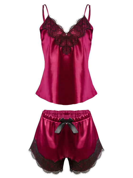 DKaren Lingerie DKaren Lingerie Komplet bielizny Tima Bordowy Sexy Straight Fit