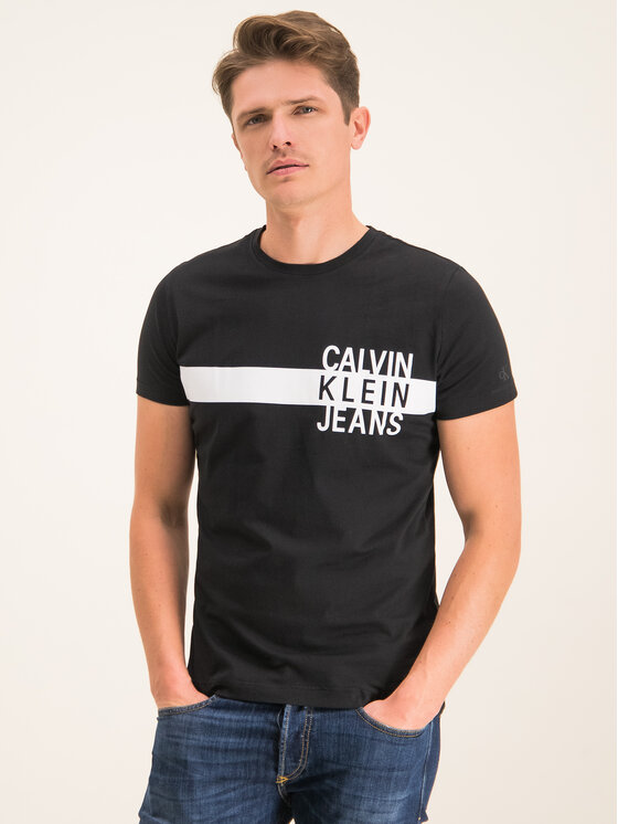 Calvin Klein Jeans Calvin Klein Jeans Tričko Stacked Logo J30J314539 Čierna Regular Fit