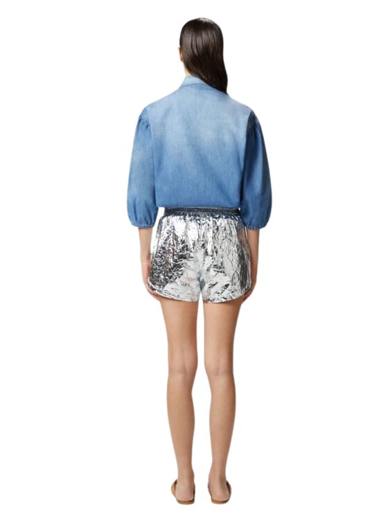 PINKO PINKO džínsová košeľa Chobe camicia denim cotone Modrá Cropped Fit
