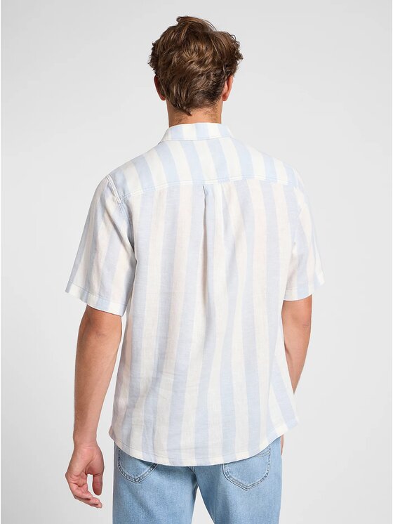 Lee Lee Koszula POPOVER SHIRT SS Niebieski Comfort Fit