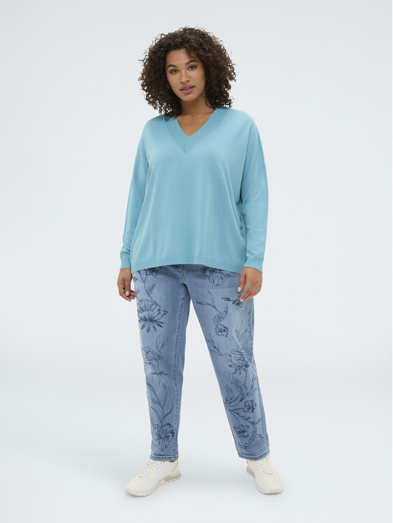 Fiorella Rubino Fiorella Rubino Sweter M248E002270N005 Turkusowy A-Line Fit