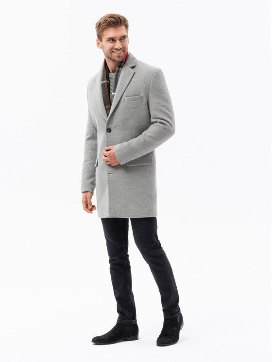 Ombre Ombre Płaszcz C432 Szary Regular Fit