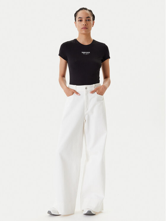 Tommy Jeans Tommy Jeans Póló Essential DW0DW20913 Fekete Slim Fit