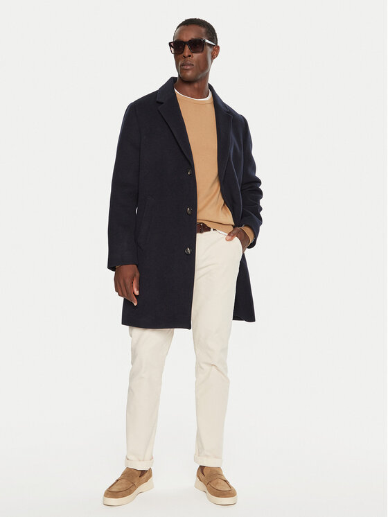 Tommy Hilfiger Tommy Hilfiger Płaszcz wełniany MW0MW36611 Granatowy Regular Fit