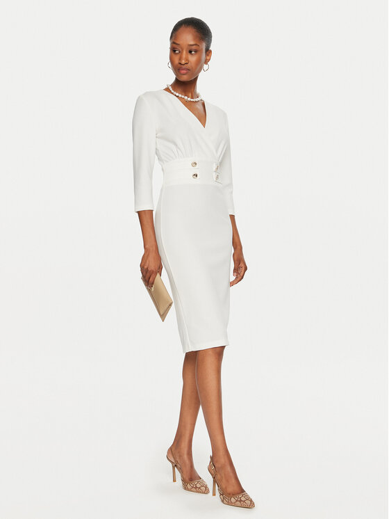 Rinascimento Rinascimento Abito da cocktail CFC0119920003 Bianco Regular Fit